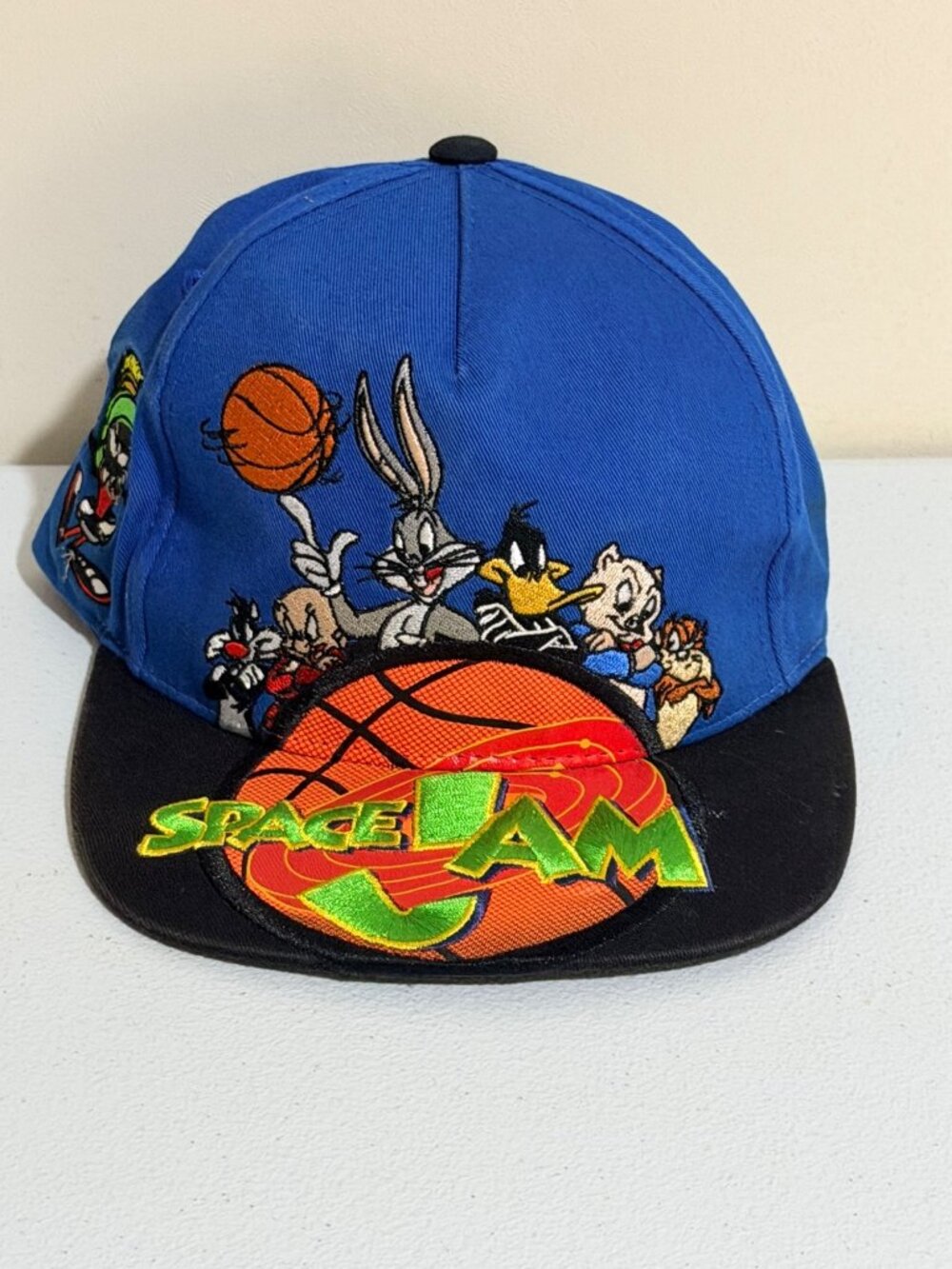 Space Jam 25th Anniversary Snapback Hat Blue With Embroidered Looney Tunes Chara